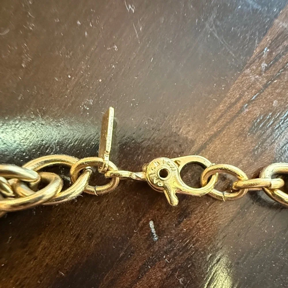 VTG Monet Black‎ Enamel Gold Tone Rope Chain Necklace 30